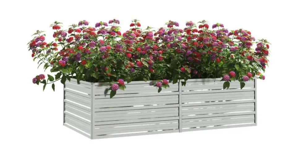 vidaXL Garten-Hochbeet verzinkter Stahl rechteckig 160 x 80 x 45 cm Silber