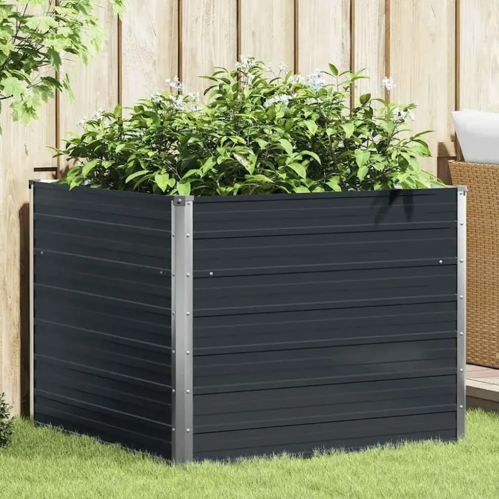 vidaXL Garten-Hochbeet verzinkter Stahl 100 x 100 x 77 cm Anthrazit