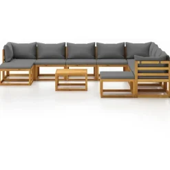 vidaXL Garten-Lounge-Set 11-tlg. grau Akazie