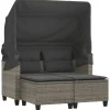 vidaXL Gartensofa 2-Sitzer mit Dach grau