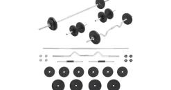 vidaXL Hantel-Set Langhantel- und Kurzhantel-Set 30 kg schwarz