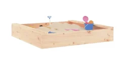 vidaXL Holzsandkasten mit Sitzen Quadratisch braun