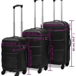vidaXL Koffer-Set 3-tlg. schwarz