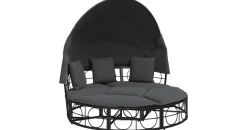 vidaXL Outdoor-Loungebett mit Dach und Kissen schwarz