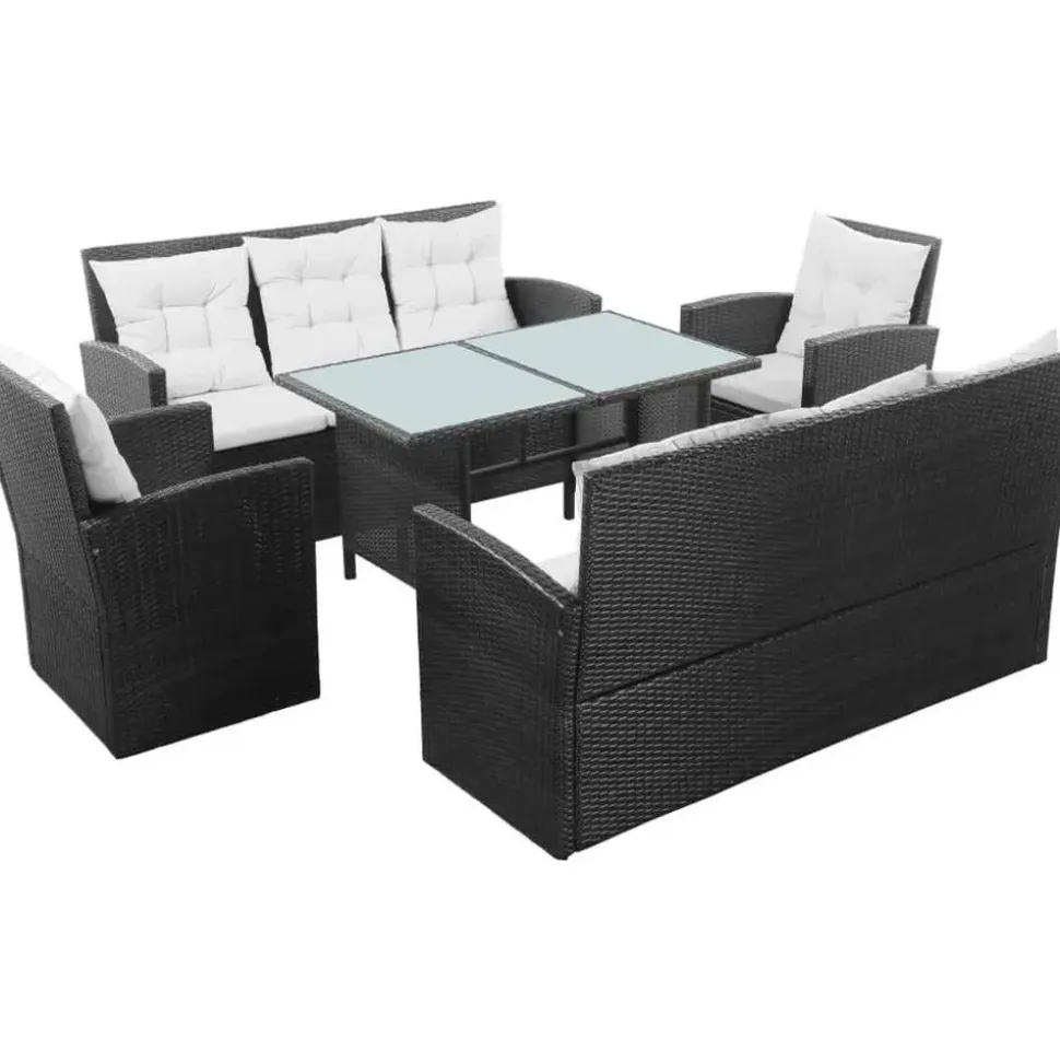 vidaXL Polyrattan Gartenset 5-tlg. schwarz 43972