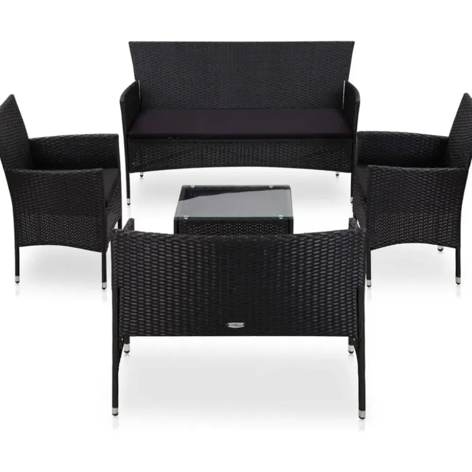 vidaXL Polyrattan Gartenset 5-tlg. schwarz 43972