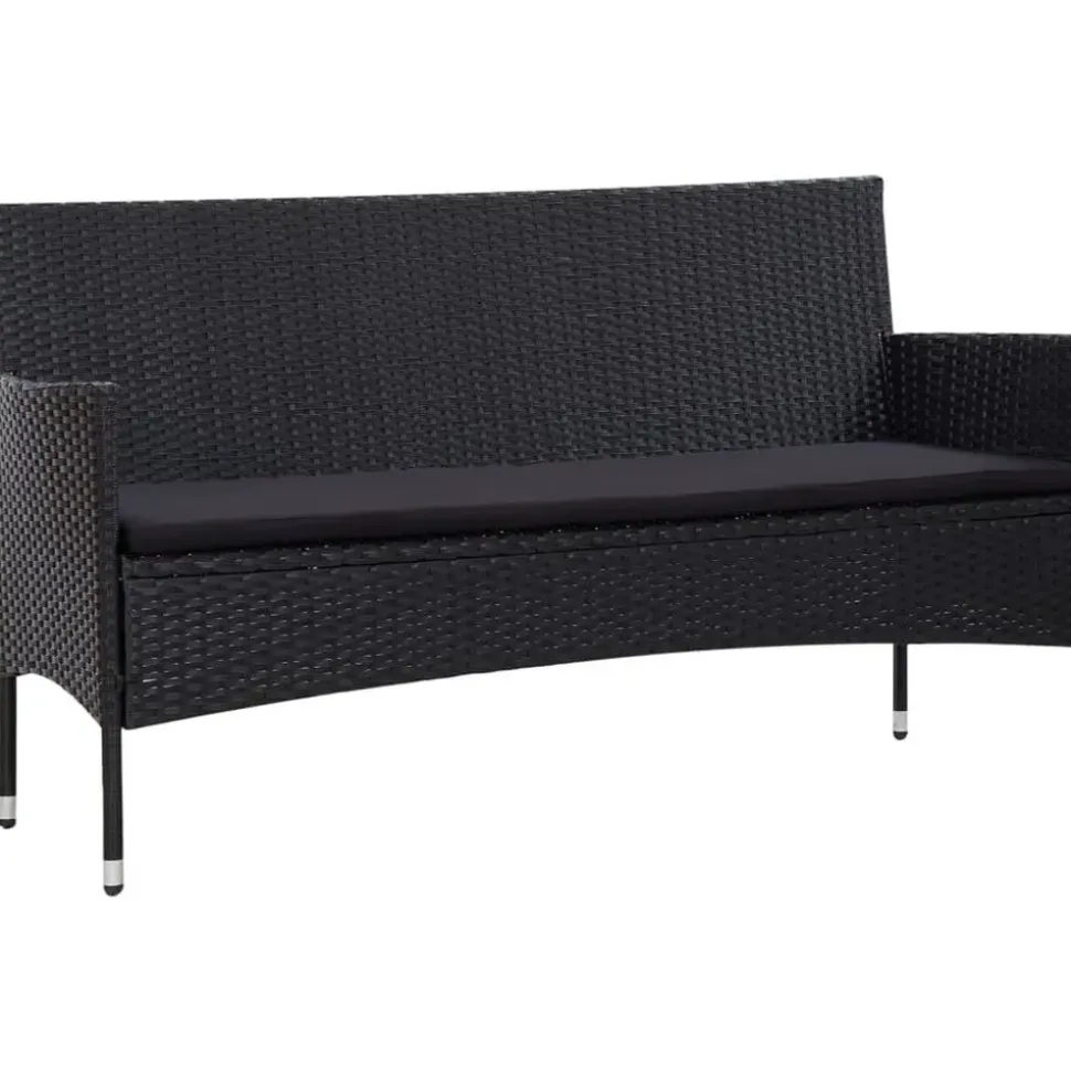 vidaXL Polyrattan Gartenset 5-tlg. schwarz 43972