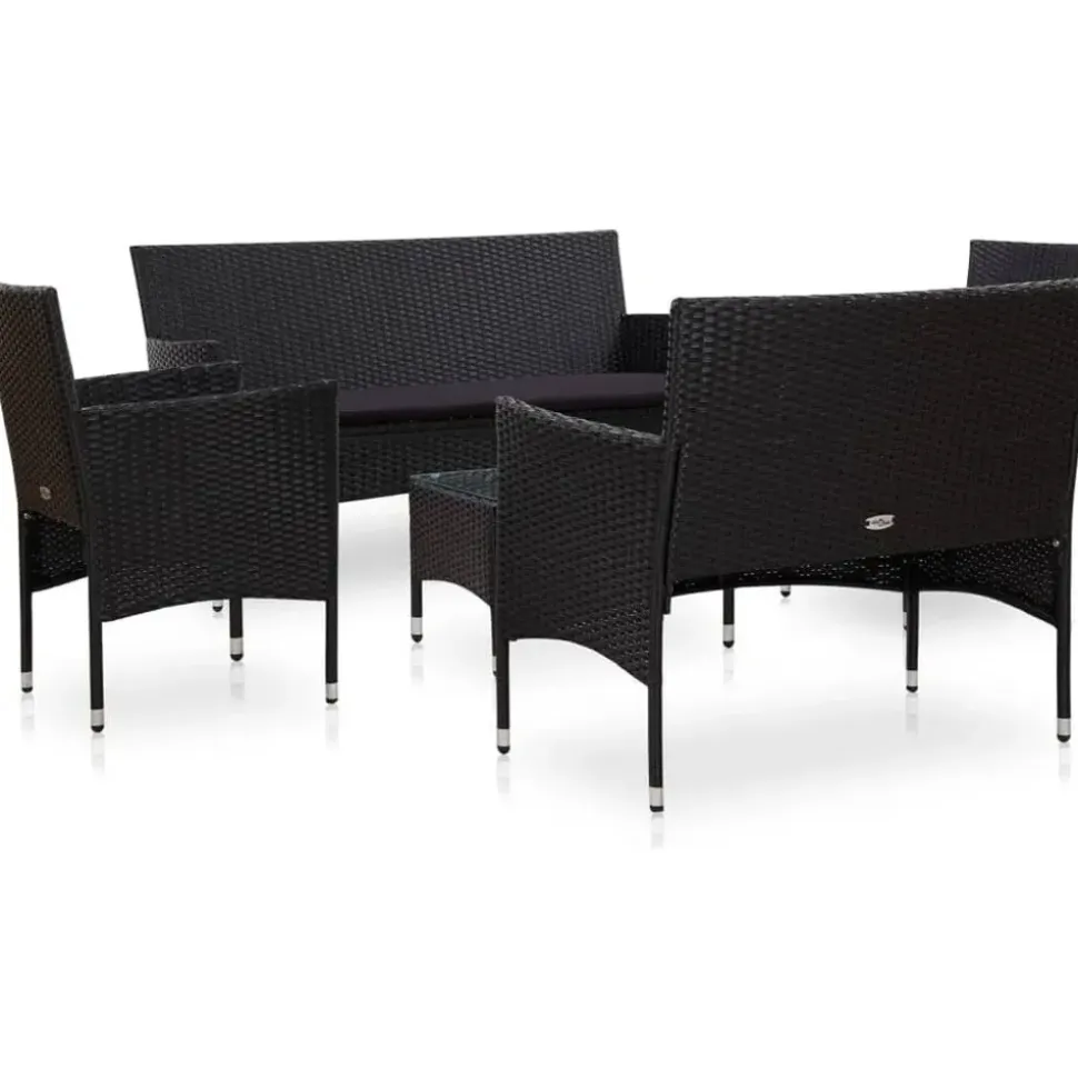 vidaXL Polyrattan Gartenset 5-tlg. schwarz 43972