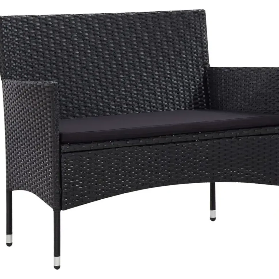 vidaXL Polyrattan Gartenset 5-tlg. schwarz 43972