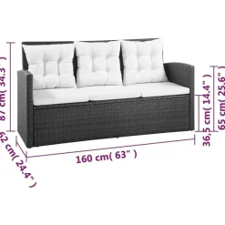 vidaXL Polyrattan Gartenset 5-tlg. schwarz 43972