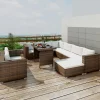 vidaXL Polyrattan Lounge-Set mit Auflagen 10-tlg. braun 41877