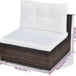vidaXL Polyrattan Lounge-Set mit Auflagen 10-tlg. braun 41877