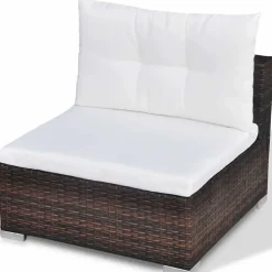 vidaXL Polyrattan Lounge-Set mit Auflagen 10-tlg. braun 41877