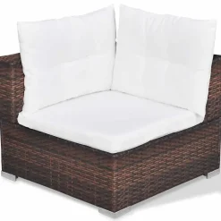 vidaXL Polyrattan Lounge-Set mit Auflagen 10-tlg. braun 41877