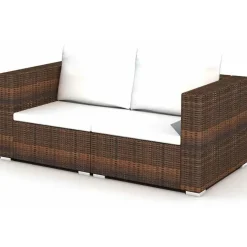 vidaXL Polyrattan Lounge-Set mit Auflagen 10-tlg. braun 41877