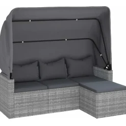 vidaXL Polyrattan Loungesofa grau 362335