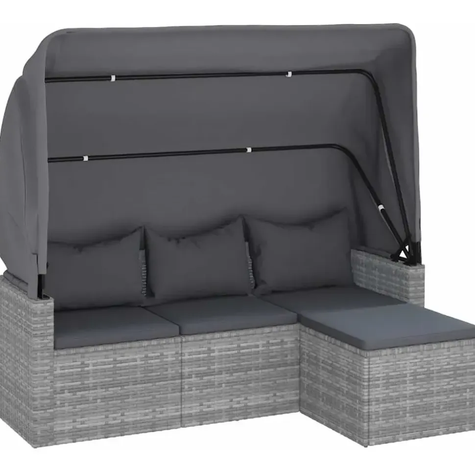 vidaXL Polyrattan Loungesofa grau 362335
