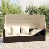 vidaXL Polyrattan Outdoor Loungebett braun inkl. Dack + Kissen