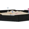 vidaXL Sandkasten mit Sitzen Schwarz Achteck Massivholz Kiefer