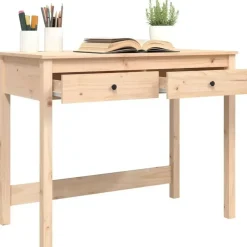 vidaXL Schreibtisch Kiefer massiv / Braun