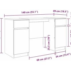 vidaXL Schreibtisch Weiß