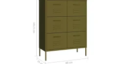 vidaXL Schubladenschrank 80 x 101,5 x 35 cm Olivgrün