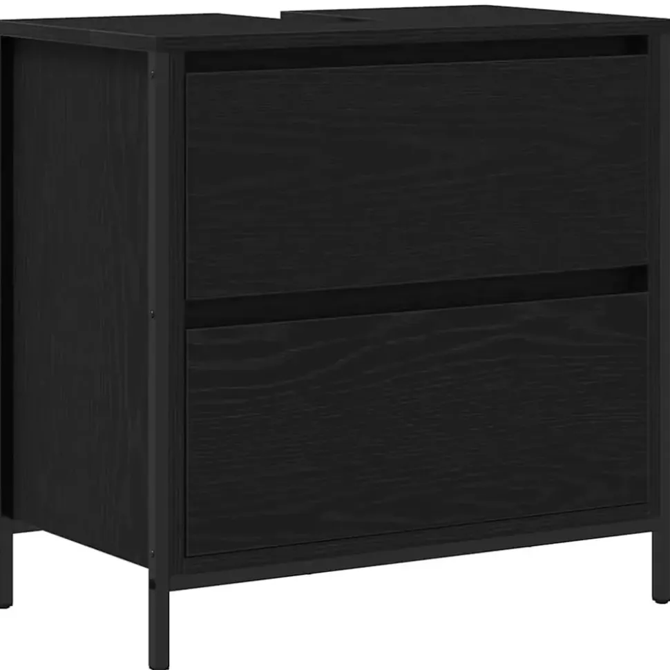 vidaXL Waschbeckenunterschrank 2 Schubladen 34,5 x 60 x 34,5 cm Schwarz