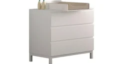 Vipack Wickelkommode weiß Holz, Holzwerkstoff, Kiefer, teilmassiv, 3 Schubladen Schubladen, 98.5x103.4x72.6 cm, Babymöbel, Wickelkommoden, & Zubehör, Wickelkommoden