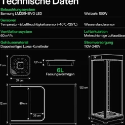 VIVOSUN Growbox All-in-One System 100 W 60 x 60 x 180 cm Schwarz