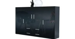 Vladon Highboard 166,5 x 106,5 x 35 cm Anthrazit matt / Schwarz Hochglanz