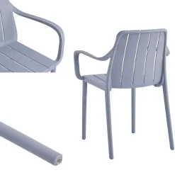 vortivo Gartenstuhl 8er Set stapelbar – Hochwertige Outdoor-Stühle in Grau,