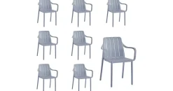 vortivo Gartenstuhl 8er Set stapelbar – Hochwertige Outdoor-Stühle in Grau,