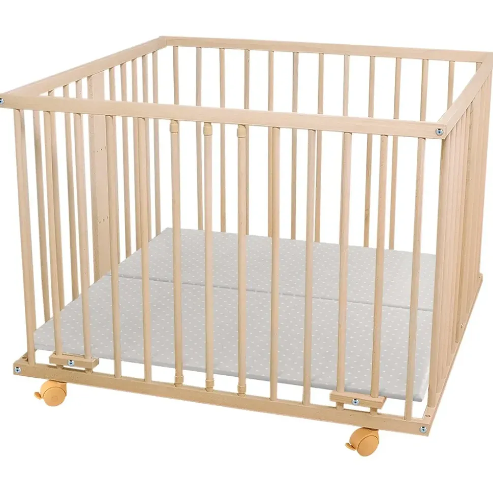 Waldin Baby Laufgitter 100 x 100 cm natur Bodenfarbe natur
