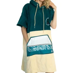 Wave Hawaii Cotton Velours Petrol Poncho