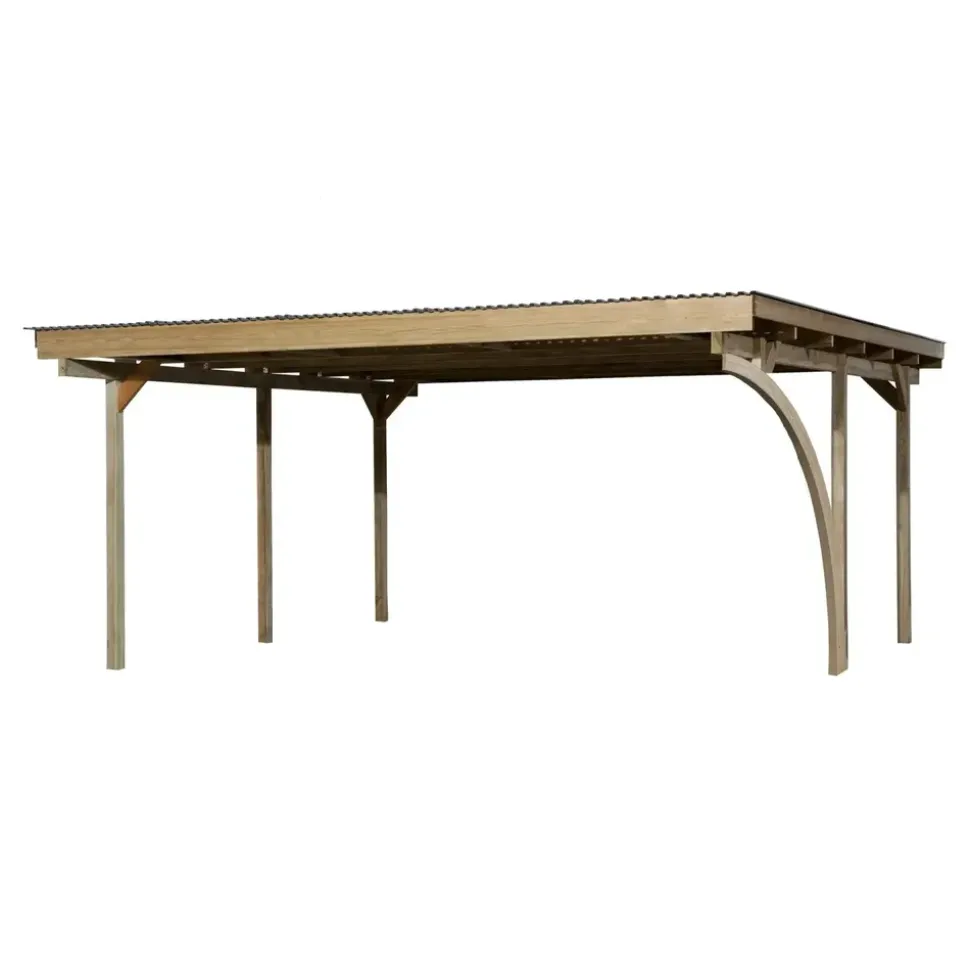 Weka Doppelcarport 616 A 5,00 x 5,00 m braun inkl. Einfahrtsbogen