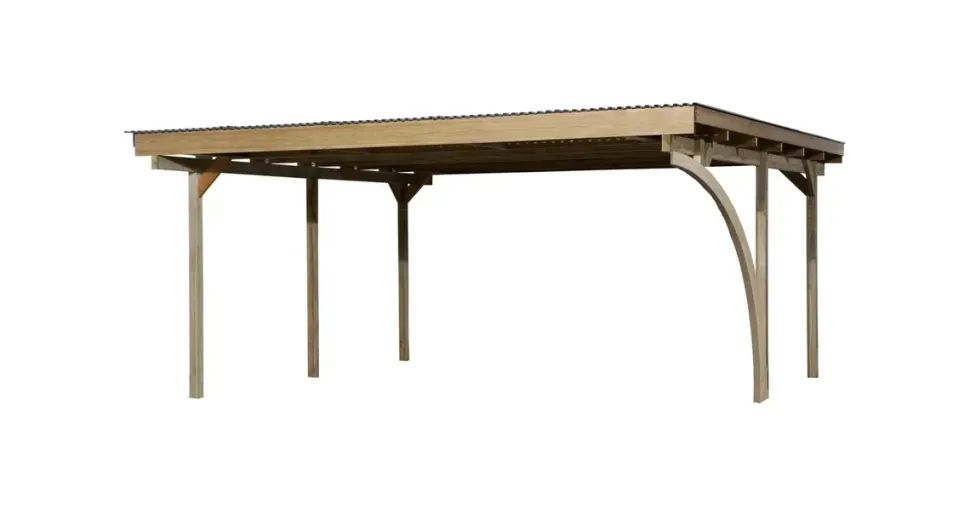 Weka Doppelcarport 616 A 5,00 x 5,00 m braun inkl. Einfahrtsbogen