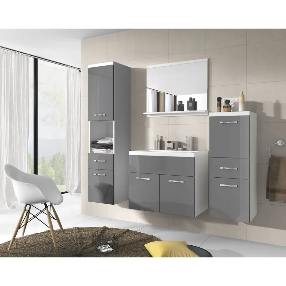 WELLTIME Badmöbel-Set ELDA 5-tlg. Grau