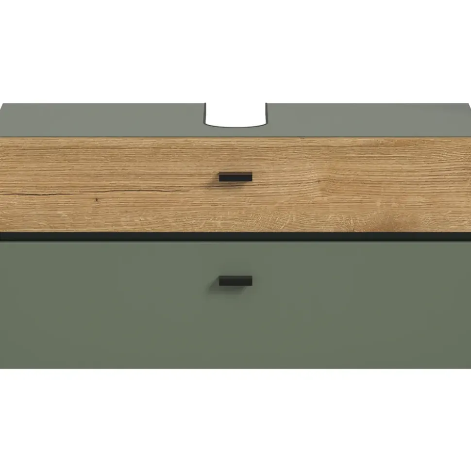 WELLTIME Waschbeckenunterschrank VANN 2 Schubkästen 75 x 35 cm Grün/Schwarz