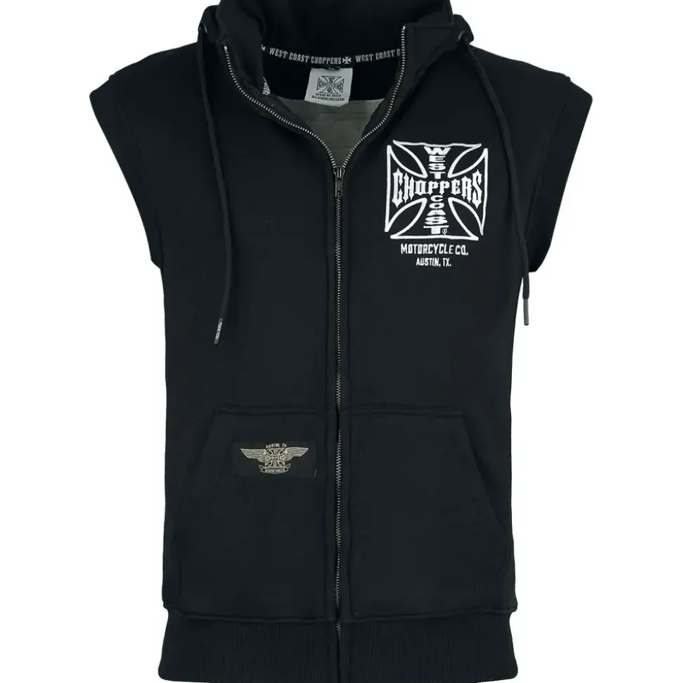 West Coast Choppers WCC OG ATX Sleeveless Zip Hoodie Schwarz XL