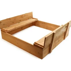 Wiltec Sandkasten mit Deckel 2 Sitzbänke Holz