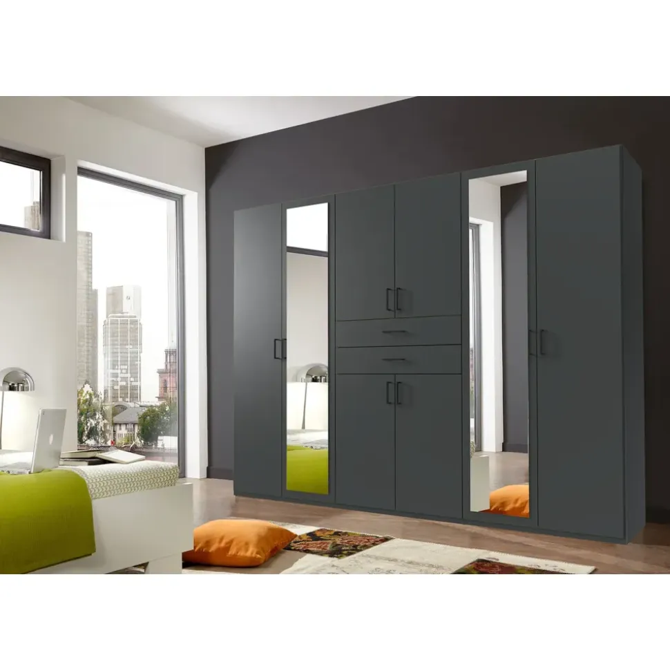 WIMEX Drehtürenschrank Diver 270 x 207 x 58 cm Grau/Schwarz