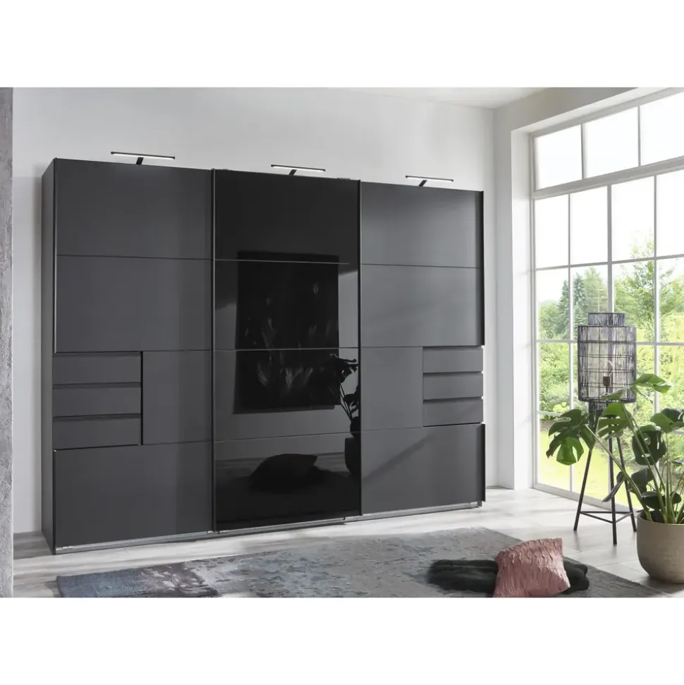 WIMEX Schwebetürenschrank Saigon 270 x 208 x 64 cm Grau/Schwarz