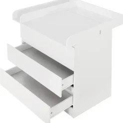 Woltu Wickelkommode mit Wickelaufsatz, Wickeltisch mit 3 Schubladen,Kommode weiß - Weiß