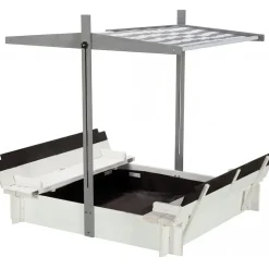 wondermake® Sandkasten mit Dach und Abdeckung grau/schwarz/weiß