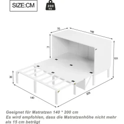 XDOVET Schrankbett 140 x 200 cm weiß