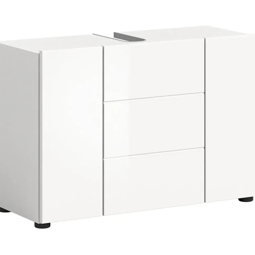 xonox.home Waschbeckenunterschrank Vira 82 x 56 x 34 cm Weiß Hochglanz