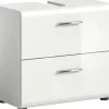 xonox.home Waschbeckenunterschrank 2 Schubladen 60 x 54 x 30 cm Weiß Hochglanz