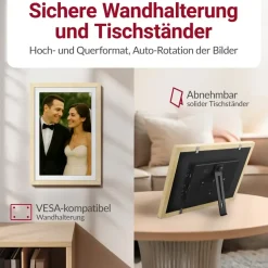 Xoro CPF 10PF – 10,1 Digitaler Bilderrahmen 1920x1080 HD IPS Touchscreen, 32GB, Auto-Rotation & Sofort-Foto-/Video-Sharing