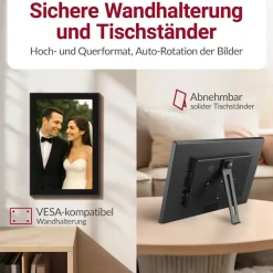 Xoro XOR107373 Digitaler Bilderrahmen, 1280x800 HD IPS Touchscreen, WLAN