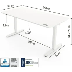 Yaasa Schreibtisch Desk Pro 140 x 80 cm Weiß/Weiß